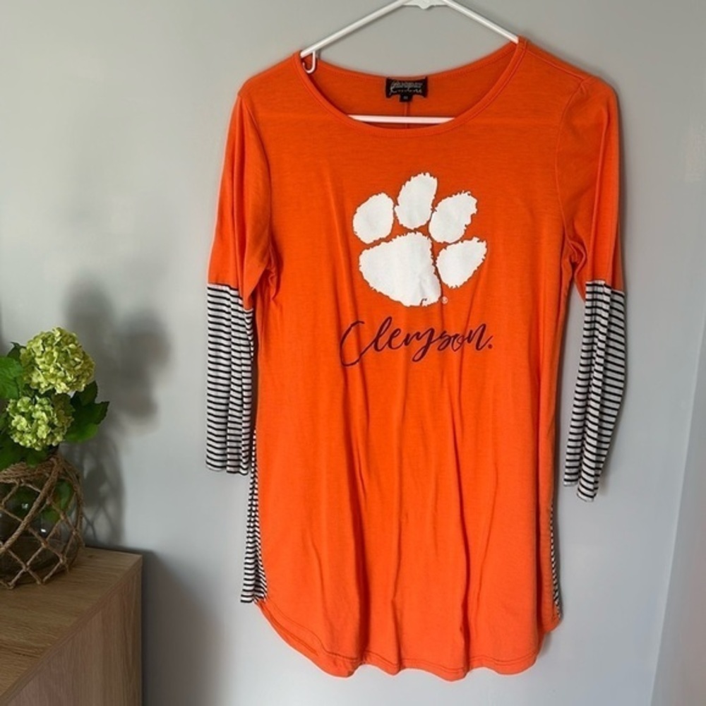Gameday Couture Clemson  tunic shirt size small with striped sleeve